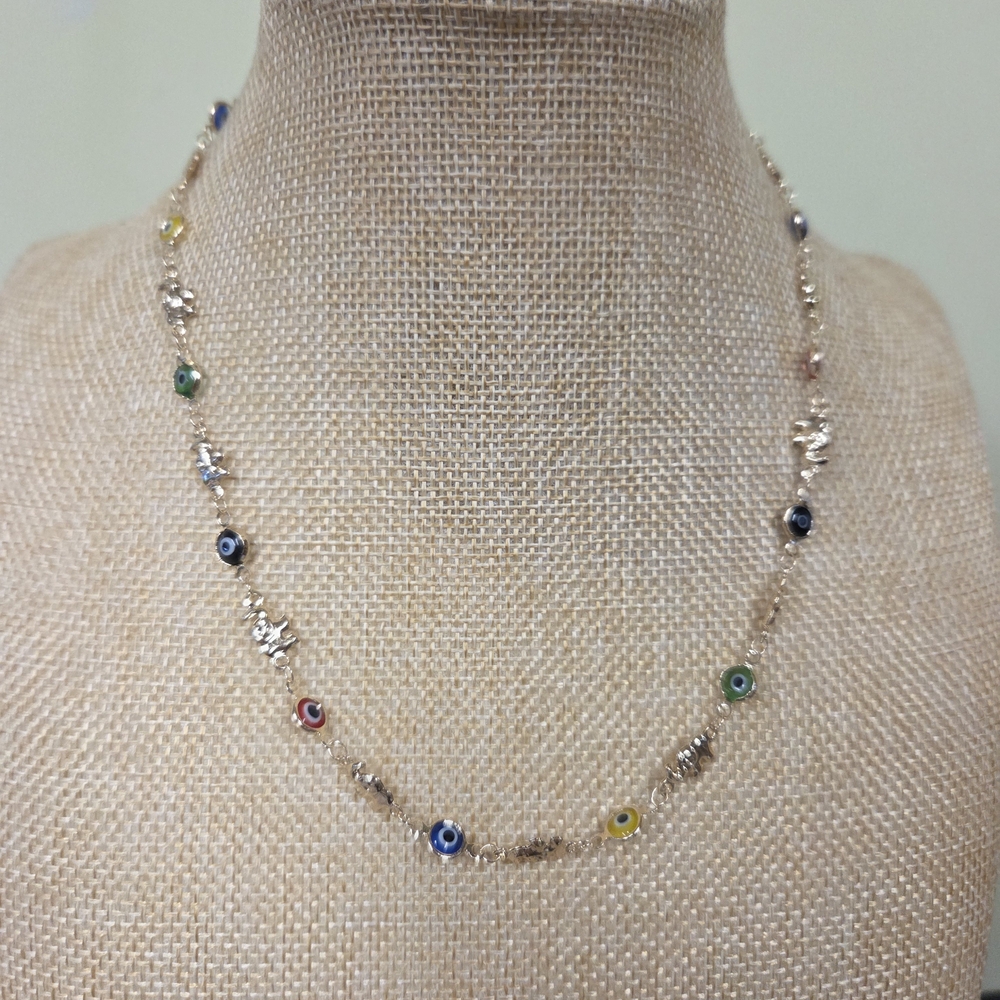BOGO💖Gold Plated Multicolor Evil Eye and Elephant Necklace